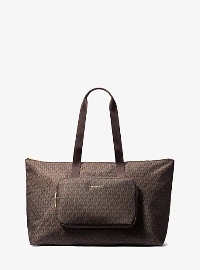 Michael Kors Tanner Large Logo Reversible Packable Tote Bag In Brown