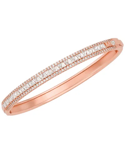 Michael Kors Tapered Baguette And Pave Bangle Bracelet In Rose Gold
