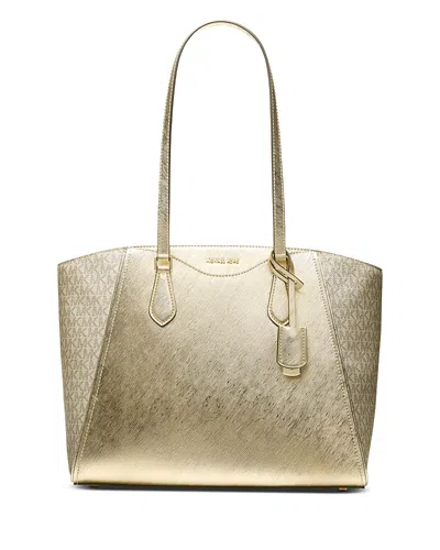 Michael Kors Taryn Large Dual Finish Tote In Gold