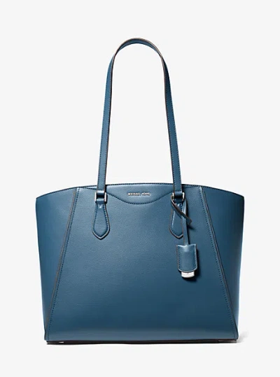 Michael Kors Taryn Large Leather Tote Bag In Blue