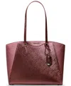 Michael Kors Taryn Large Dual Finish Tote In Burgundy
