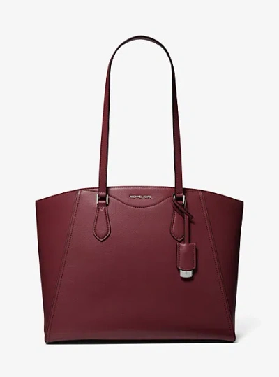 Michael Kors Taryn Large Leather Tote Bag In Red