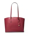 Michael Kors Taryn Large Leather Tote In Deep Red