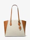 Michael Kors Taryn Large Signature Logo And Leather Tote Bag In Multi