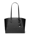 Michael Kors Michael  Taryn Logo Large Top Zip Tote In Black