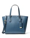 Michael Kors Michael  Large Leather Tote In Dark Chambray