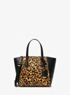 Michael Kors Taryn Small Leopard Print Calf Hair Convertible Crossbody Bag In Gold