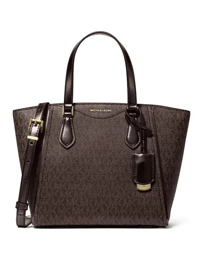 Michael Kors Taryn Small Monogram Crossbody Tote In Brown