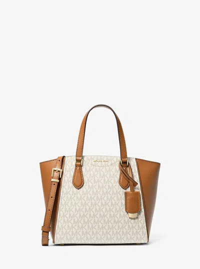 Michael Kors Taryn Small Signature Logo And Leather Convertible Crossbody Bag In Neutral