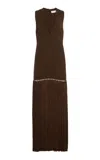 Michael Kors Tassel-detailed Crepe Wool Maxi Dress In Brown