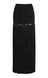 Michael Kors Tassel-detailed Wool Gabardine Midi Skirt In Black