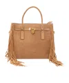 Michael Kors Hamilton Moderne Large Fringed Suede Satchel In Brown