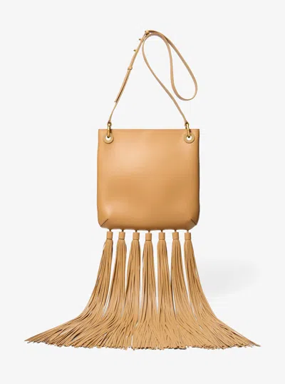 Michael Kors Tate Medium Tassel Leather Crossbody Bag In Brown