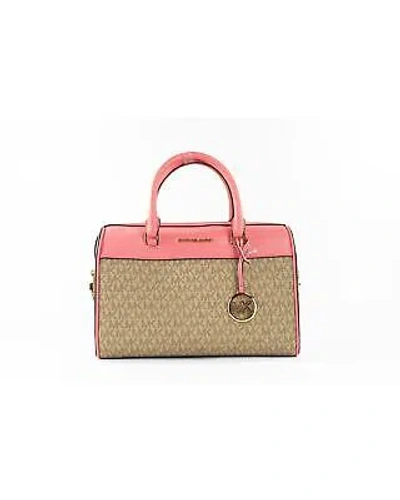Pre-owned Michael Kors Tea Rose Signature Pvc Duffle Crossbody Bag - Crossbody Bags - In The Colour Of The Bag Is Not Mentioned In The Description.