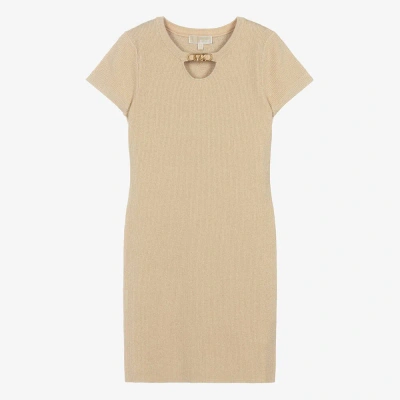 Michael Kors Teen Girls Gold Ribbed Knit Viscose Dress