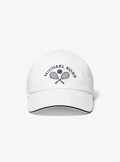 Michael Kors Tennis Embroidered  Cotton Baseball Hat In White