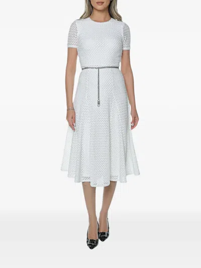 Michael Kors Textured Chain-belt Midi Dress In White