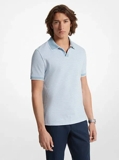Michael Kors Textured Cotton Polo Shirt In Blue