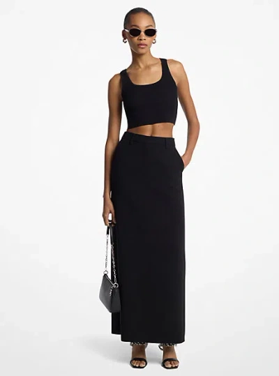 Michael Kors Textured Crepe Trouser Maxi Skirt In Black