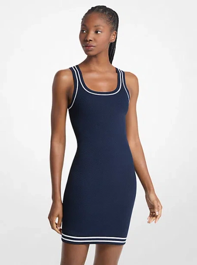 Michael Kors Textured Knit Mini Dress In Blue