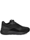 Michael Kors Textured Leather And Mesh Trainers In Black