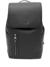 Michael Kors Textured Leather Backpack With Flap Closure In Black