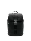Michael Kors Textured Leather Backpack With Metallic Buckle Closure In Black