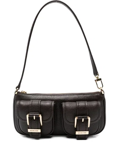 Michael Kors Textured Leather Shoulder Bag In Black