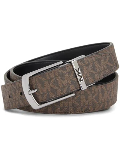 Michael Kors Textured Multicolour Belt With Metallic Buckle In Brown