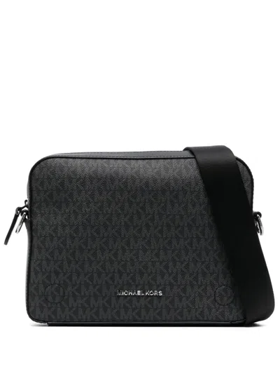 Michael Kors Textured Pvc Messenger Bag In Black
