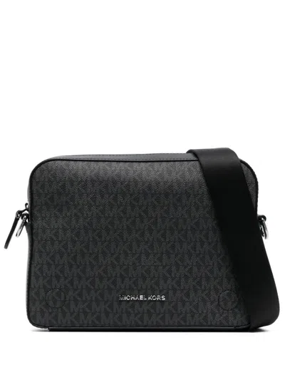 Michael Kors Textured Pvc Messenger Bag In Black