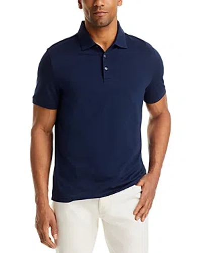 Michael Kors Textured Short Sleeve Polo In Blue
