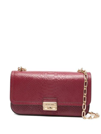 Michael Kors Textured Snake-embossed Shoulder Bag In White