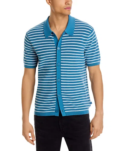 Michael Kors Textured Striped Regular Fit Button Down Shirt In Blue