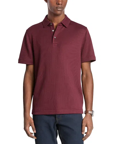 Michael Kors Textured Waffle Polo Shirt In Burgundy