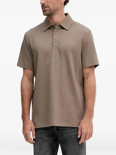 Michael Kors Textured-weave Polo Shirt In Brown