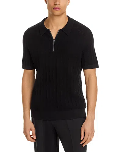 Michael Kors Textured Zip Polo In Black
