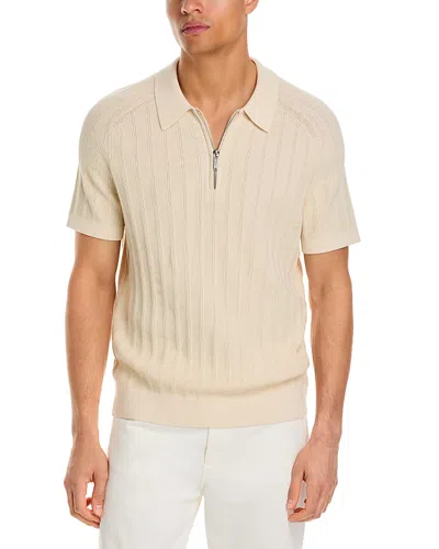 Michael Kors Textured Zip Polo In Neutral