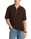 Michael Kors Textured Zip Polo In Brown