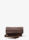 Michael Kors Thalitha Leather Foldover Clutch In Brown