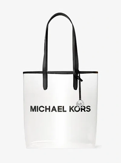 Michael Kors The Michael Large Clear Vinyl Tote Bag In Black