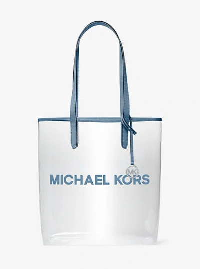 Michael Kors The Michael Large Clear Vinyl Tote Bag In Blue