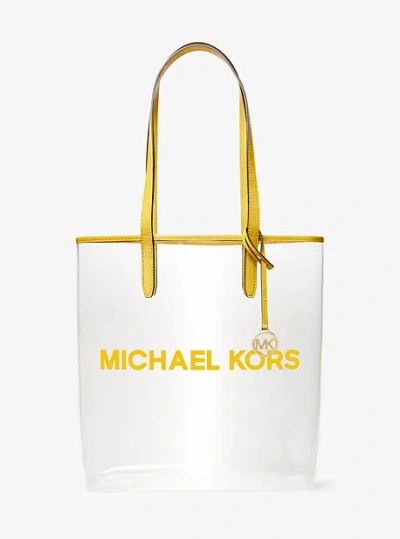 Michael Kors The Michael Large Clear Vinyl Tote Bag In Yellow
