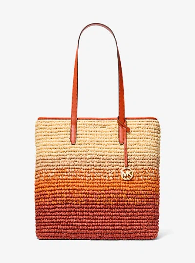 Michael Kors The Michael Ombré Straw Tote Bag In Red
