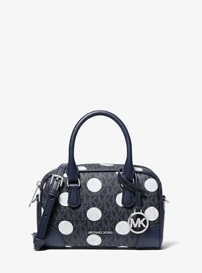 Michael Kors Thompson Extra-small Polka Dot Signature Logo Satchel In Blue