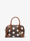 Michael Kors Thompson Extra-small Polka Dot Signature Logo Satchel In Brown