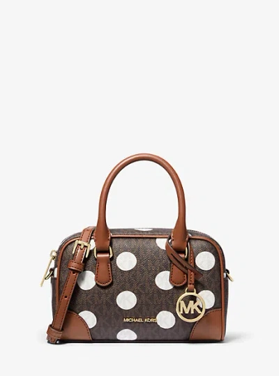 Michael Kors Thompson Extra-small Polka Dot Signature Logo Satchel In Brown