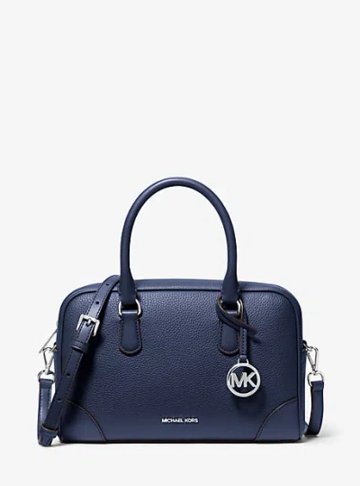 Michael Kors Thompson Medium Pebbled Leather Satchel In Blue