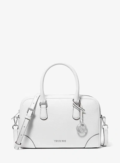 Michael Kors Thompson Medium Pebbled Leather Satchel In White