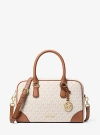 Michael Kors Thompson Medium Signature Logo Satchel In Brown